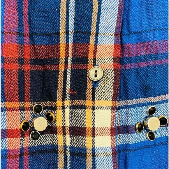 Elizabeth and James Studded Plaid Long Sleeve Shirt Size 4 - Picture 6 of 8